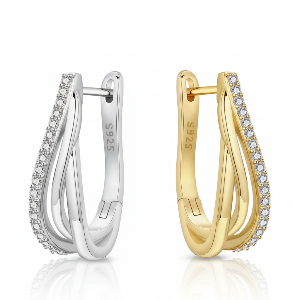 Earrings white background with shadow