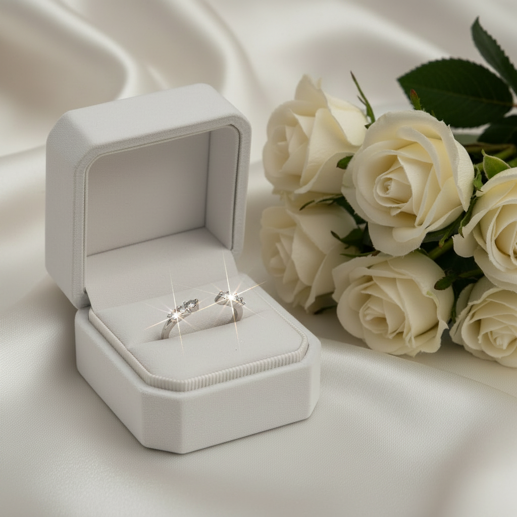 Luxury ring in white box