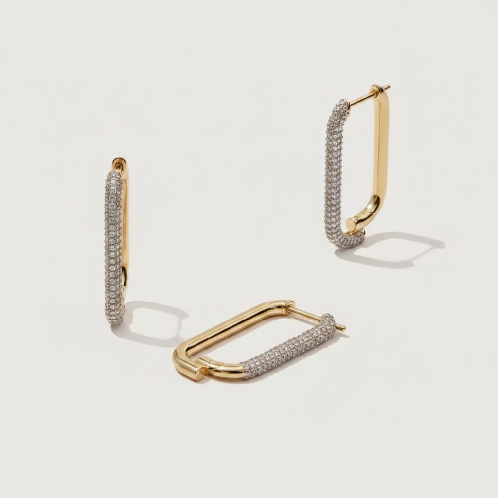 Pavé rectangular hoops white shadow