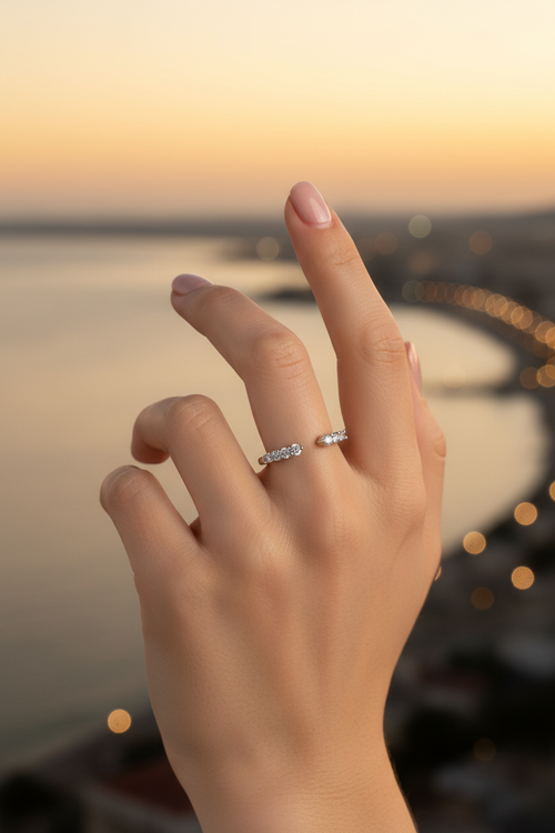 Ring on hand at sunset